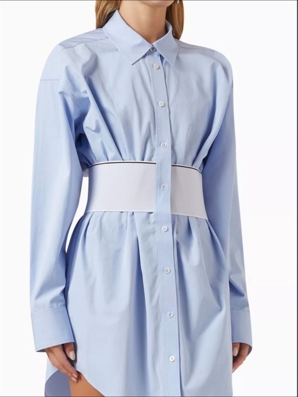 Alexander Wang Light Blue Dress with White Logo Waistband